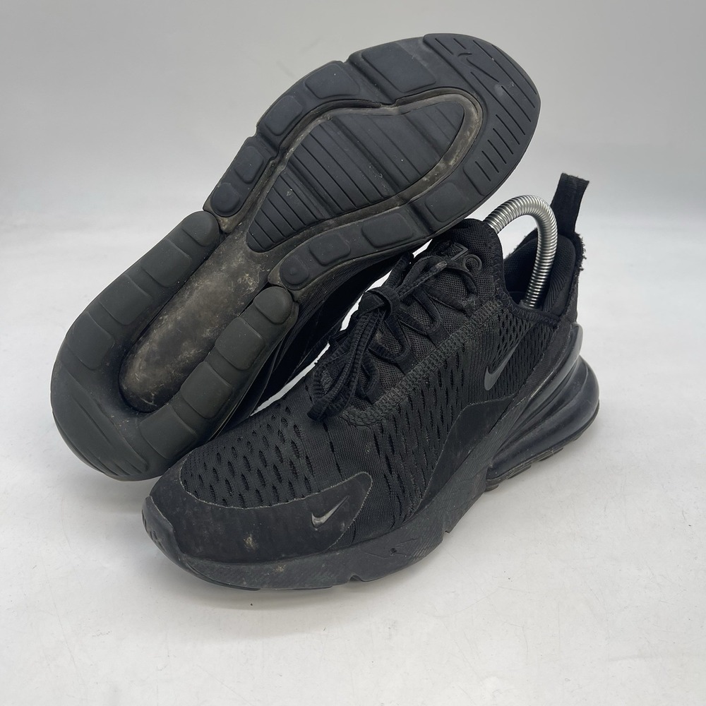 Nike Air Max 270 Triple Black Shoes Womens 7.5 Trainers Lace Up Running Casual